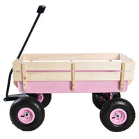 Outdoor Wagon – All‑Terrain Steel Pulling Cart with Wooden Railings, 10