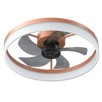 Ceiling Fan with Light – Dimmable LED Recessed Mounted Slim Modern Ceiling Fan with Remote Control (Rose Gold)