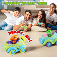 2-Pack Dinosaur Remote Control Cars with Lights & Music – Rechargeable, Multiplayer Fun for Kids Ages 3+
