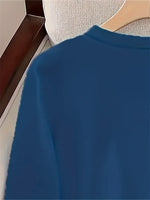 Women's Printed Long Sleeve Sweatshirt – Hoodless Crewneck Pullover for Casual Everyday Wear