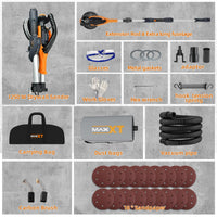 Electric Drywall Sander – 6-Speed Telescopic Wall & Ceiling Sander with Vacuum Dust Collection, LED Light & 18 Sanding Discs