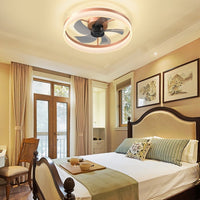 Ceiling Fan with Light – Dimmable LED Recessed Mounted Slim Modern Ceiling Fan with Remote Control (Rose Gold)