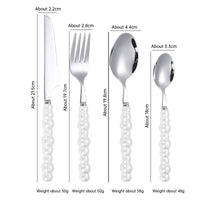 304 Stainless Steel Tableware Set – Knife, Fork & Spoon with Creative Pearl Ceramic Handles  Western Steak & Dessert Cutlery