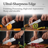 Xinzuo 6‑Piece Kitchen Knife Set – German High‑Carbon Stainless Steel  Chef, Cleaver, Bread, Utility & Paring Knives