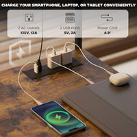 L-Shaped Gaming Desk with Power Outlets & RGB LED Lights – 61.6