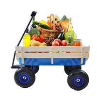 Outdoor Wagon – All‑Terrain Steel Pulling Cart with Wooden Railings, 10