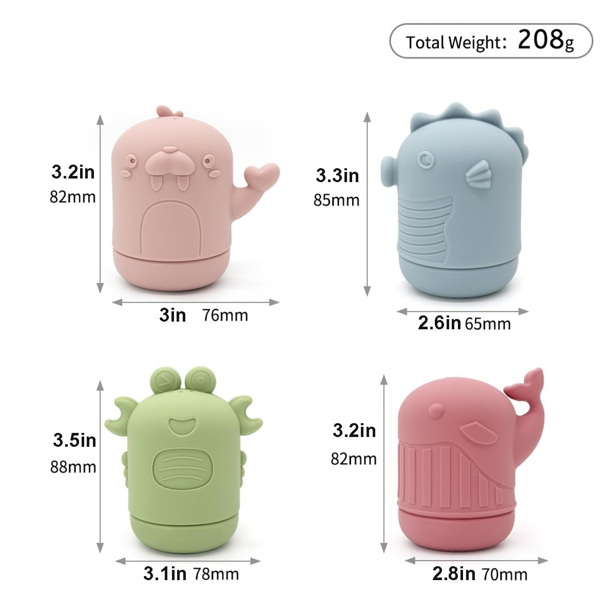 Silicone Marine Animal Bath Toys – Squeeze & Squirt Set for Babies & Toddlers, Mold-Free & Eco-Friendly