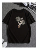Black Skull Hand Print Shortsleeved Tshirt Fashion Trend Unique Personality
