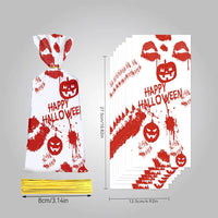 50pcs Halloween Cellophane Candy Bags – Bloody Treat Bags with Twist Ties for Party Snacks & Gifts