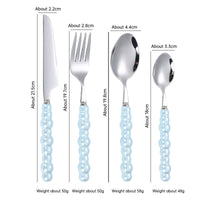 304 Stainless Steel Tableware Set – Knife, Fork & Spoon with Creative Pearl Ceramic Handles  Western Steak & Dessert Cutlery