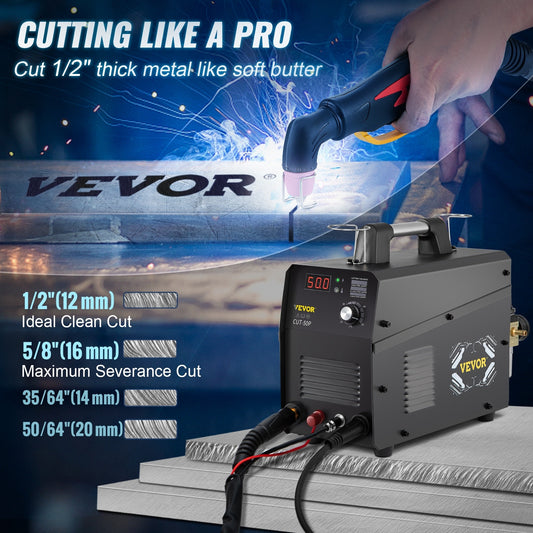 VEVOR Plasma Cutter 50Amp – Non-Touch Pilot Arc Cutting Machine with Torch, Dual Voltage 110V/220V IGBT Inverter for Aluminum & Stainless Steel