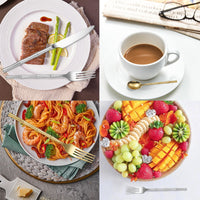 5‑Piece 304 Stainless Steel Tableware Set – Titanium Plated Knife, Forks & Spoons with Thickened Bamboo Handles  Western Dining Cutlery