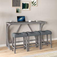 Bar Table & Chair Set with Power Socket – Modern Space-Saving Dining Set for Living Room, Game Room & Kitchen