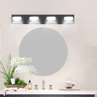 LED Modern Black 4‑Light Vanity Light – Rotatable Acrylic Bathroom Wall Fixture with Dimmable 24W LEDs