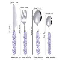 304 Stainless Steel Tableware Set – Knife, Fork & Spoon with Creative Pearl Ceramic Handles  Western Steak & Dessert Cutlery