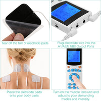 Impulse Massager Machine – 10 Modes, 4 Outputs, 8 Electrode Pads for Pain Relief, Muscle Recovery & Relaxation