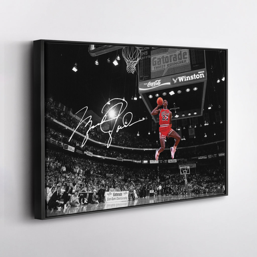 Michael Jordan Autographed Slam Dunk Canvas Wall Art – Chicago Bulls Tribute, Premium Print, Ready to Hang