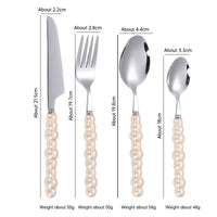 304 Stainless Steel Tableware Set – Knife, Fork & Spoon with Creative Pearl Ceramic Handles  Western Steak & Dessert Cutlery