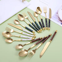 24‑Piece Golden Tableware Set – European Style Hotel Flatware  410 Stainless Steel Knife, Fork, Spoon & Dessert Set