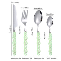 304 Stainless Steel Tableware Set – Knife, Fork & Spoon with Creative Pearl Ceramic Handles  Western Steak & Dessert Cutlery