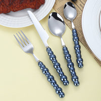 304 Stainless Steel Tableware Set – Knife, Fork & Spoon with Creative Pearl Ceramic Handles  Western Steak & Dessert Cutlery