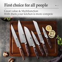 Xinzuo 6‑Piece Kitchen Knife Set – German High‑Carbon Stainless Steel  Chef, Cleaver, Bread, Utility & Paring Knives