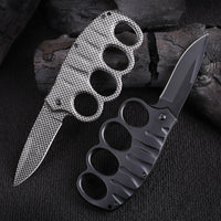 Outdoor Folding Knife – 5Cr17MoV Stainless Steel Blade, Carbon Fiber Finish & Tactical Gloves  Camping, Defense & Survival Tool