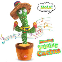 Talking Repeating Dancing Cactus Toy – Plush with Songs, Voice Repeater, Mexican Hat & Maracas  USB Powered