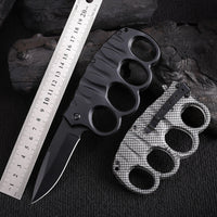 Outdoor Folding Knife – 5Cr17MoV Stainless Steel Blade, Carbon Fiber Finish & Tactical Gloves  Camping, Defense & Survival Tool
