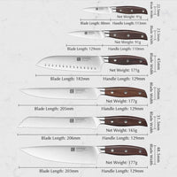 Xinzuo 6‑Piece Kitchen Knife Set – German High‑Carbon Stainless Steel  Chef, Cleaver, Bread, Utility & Paring Knives