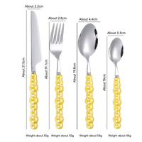 304 Stainless Steel Tableware Set – Knife, Fork & Spoon with Creative Pearl Ceramic Handles  Western Steak & Dessert Cutlery