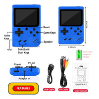 2 Pack Handheld Games for Kids Console 400 Retro Video Games, Portable Gaming Player Mini Arcade Electronic Toy Gifts for Boys Girls 2 Pack [Blue]