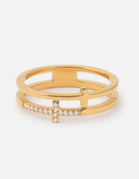 Stacked Cross Gem Ring