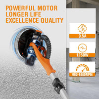 Electric Drywall Sander – 6-Speed Telescopic Wall & Ceiling Sander with Vacuum Dust Collection, LED Light & 18 Sanding Discs