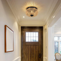 3-Lamp Woven Rattan Chandelier – Handmade Cage Lampshade Ceiling Fixture for Bedroom, Kitchen, Hallway & Porch