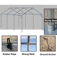 Carport Canopy 10×20 FT – Heavy Duty Boat & Car Garage with Removable Sidewalls, Roll‑Up Ventilated Windows & Galvanized Steel Frame (Grey)