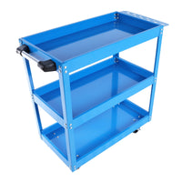 3‑Tier Rolling Mechanic Tool Cart – Heavy‑Duty Steel Utility Cart with Lockable Wheels & 450 lbs Capacity (Blue)