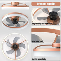 Ceiling Fan with Light – Dimmable LED Recessed Mounted Slim Modern Ceiling Fan with Remote Control (Rose Gold)
