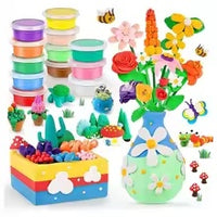 Air Dry Clay Flower Craft Kit – 10-Piece DIY Vase & Bouquet Set for Kids, Boosts Fine Motor Skills & Creativity