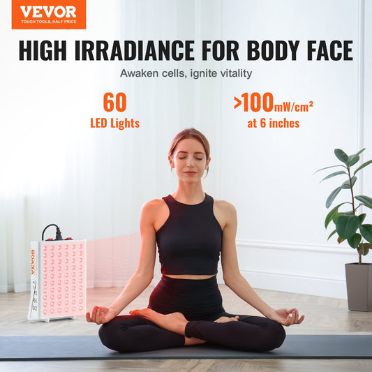 High-Power Red LightTherapy Panel – 60 Dual-Chip LEDs (660nm + 850nm) for Pain Relief, Skin Health & Recovery