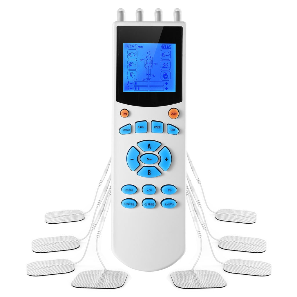 Impulse Massager Machine – 10 Modes, 4 Outputs, 8 Electrode Pads for Pain Relief, Muscle Recovery & Relaxation