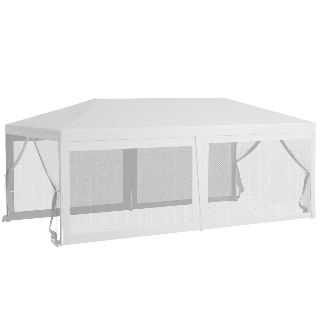 Outsunny 10×20 Party Tent – Outdoor Wedding Canopy Gazebo with 6 Removable Sidewalls & Mesh Panels (White)