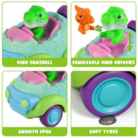 2-Pack Dinosaur Remote Control Cars with Lights & Music – Rechargeable, Multiplayer Fun for Kids Ages 3+