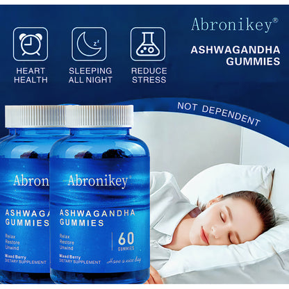 Abronikey Ashwagandha & Vitamin D Gummy-Mixed Berry, KSM-66, Vegan,PlantBased, Non-GMO, Gluten-Free & Gelatin Free