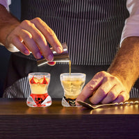 2‑Piece Skull Style Wine Glass Set – Black Muscle Man & Red Bikini Design for Bar, Party & Holiday Gifts