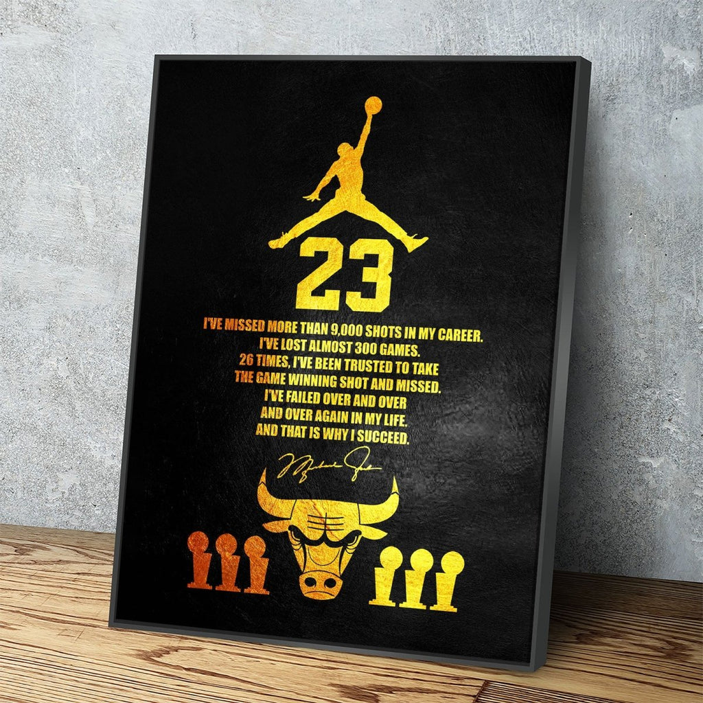 Michael Jordan “Failure is the Key to Success” Motivational Quote Canvas Wall Art – Framed & Ready to Hang