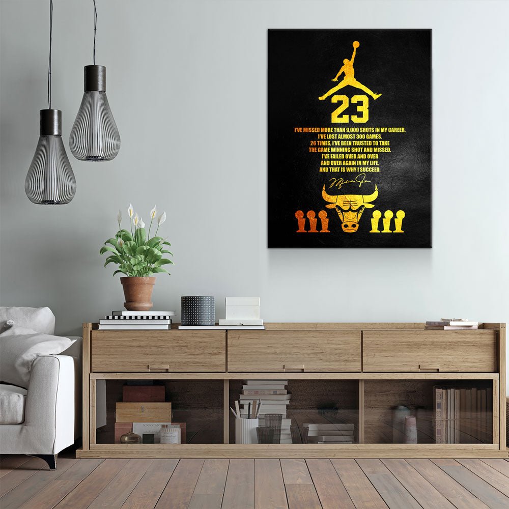 Michael Jordan “Failure is the Key to Success” Motivational Quote Canvas Wall Art – Framed & Ready to Hang
